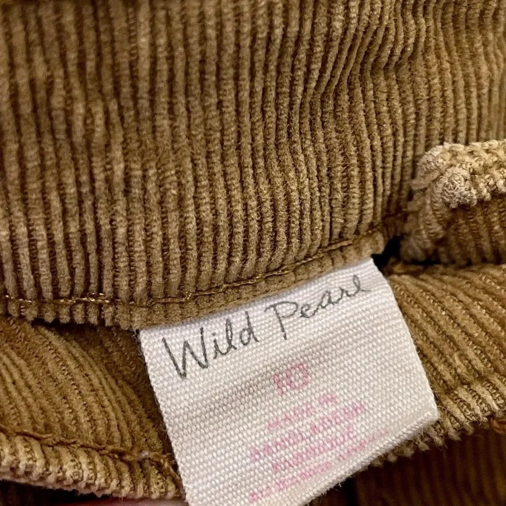 Wild Pearl Y2K Corduroy Button Mini Skirt Brown Front Patch‎ Pockets Size 10
